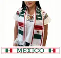White satin Mexico souvenir stole with flag colors, national emblem and white tassels - Mexico Style 2