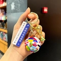 Golden FIFA World Cup trophy keychain with multi-national flag soccer ball charm - National Flag Soccer Ball + Gold Trophy + Lobster Clasp + Text Sign