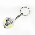 Porte-clés badminton en acrylique avec motif de volant coloré et anneau métallique - Porte-clés Acrylique (Badminton)