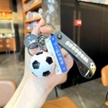 Portachiavi calcio creativo con pallone, cinturino GOOOOAL e ciondoli stradali - Calcio Bianco e Nero + Etichetta Prossima Stazione Stadio di Calcio