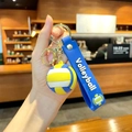 Portachiavi da pallavolo con palla gialla blu bianca e cinturino in silicone per borse - Pallavolo