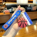 Blue basketball keychain set with silicone wristband and detailed sport ball charm - Basketball with Road Sign