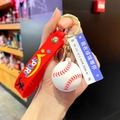 Portachiavi da baseball creativo con cinturino sportivo rosso e ciondolo da baseball - Baseball (Con Ciondolo Segnale Stradale)