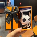 Porte-clés ballon de football en cuir avec boîte cadeau orange de style luxe - Basketball + Boîte Cadeau Orange