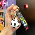 Portachiavi da calcio con ciondolo a pallone bianco e nero e cinturino in silicone 'SPORT' - Calcio (Cinturino Nero)