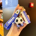 Blue football keychain with silicone wristband and sporty cartoon charm pendant - World Wave Blue Style (With Sign)