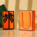 Orange sports gift box and matching paper bag with elegant black love you forever ribbon - Orange Gift Box And Bag