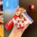 Cartoon soccer player keychain with red Sport strap and blue wings figure mascot - Angel Red Style (With Sign)