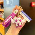 Creative white and purple football character keychain with a sport wrist strap - Angel Purple Style (With Sign)