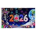 WK 2026 voetbalvlag met creatieve nummers en culturele symbolen voor fans - Stijl 4 / Veelkleurig Creatief (Enkelzijdige Afdruk)
