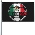 Mexico 2026 World Cup soccer flag made of durable 100D polyester with flagpole - Mexico 2026 Soccer Center Style