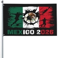 Mexico 2026 World Cup flag featuring eagle soccer logo and vibrant green red splash design - Soccer Player Silhouette Mexico Style