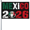 Retro 2026 Mexico World Cup fan flag in 100D polyester with vintage football design - Vintage Distressed Mexico 2026 Style