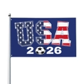Custom 2026 World Cup USA fan flag with football design on a silver flagpole - 90x150cm / Blue USA Letters Stars And Stripes Style