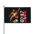 Bandera de fútbol Copa Mundial 2026 con silueta colorida y asta de metal plateado - Estilo de Atleta con Salpicaduras de Color (Estilo 4) / Dobles Ojales a la Izquierda