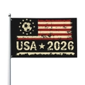 Vintage USA 2026 World Cup soccer flag with star logo and rustic red white stripes - 90x150cm / Black Retro Distressed Soccer USA Style