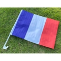 France national car flag with plastic flagpole for vehicle window celebration display - France Car Window Flag 30x45cm With Pole