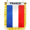 French flag hanging banner with gold tassels and France text for fan bar decoration - France Car Flag 8x12cm Double Layer Satin