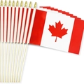 Handheld Canada fan flags with white poles and gold tips for World Cup events - Canada Hand Held Flag