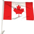 Canada car flag with red maple leaf on white pole with clip for 2026 World Cup fans - Canada Car Window Flag