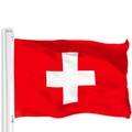 Swiss national flag made of fabric with white cross on red background and metal grommets - Swiss / 90x150cm