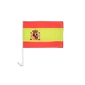 Spanische Autoflagge mit Fensterhalterung aus Kunststoff und detailreichem Nationalwappen - Spanien Autofensterflagge mit Stange (30x45cm)