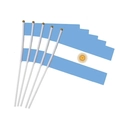 Set of five Argentina fan cape flags with sun emblem and golden decorative pole tips - Argentina Hand-held Flag 14x21cm