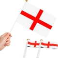 Bandera de mano Cruz de San Jorge de Inglaterra con asta y remate de bola dorada - Bandera de Mano 14x21cm (Individual)