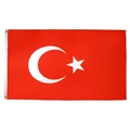 Polyester Turkey national flag with vibrant red color and two metal brass grommets - Turkey / 90x150cm