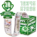 Macro detail of World Cup soccer themed birthday money pull box kit with stickers - Grass Green Soccer Trophy Style / 50 Pieces/Pack Transparent Bags