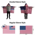 Wearable USA flag cape for sports events, 90x150cm hooded and sleeve style fan body flag - USA - Regular Sleeve Style