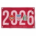 Rode WK 2026 vlag met voetbal logo's van de VS, Canada en Mexico voor fans - Stijl 3 / Rood (Enkelzijdige Afdruk)