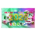 2026 World Cup polyester banner featuring USA Mexico Canada flags and metal grommets - Style 6
