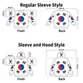 Size guide for 90x150cm South Korea flag body cape with sleeved and hooded variants - South Korea - Regular Sleeve Style