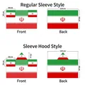 Detailed size chart for the 90x150cm Iran flag body cape with sleeves and hood options - Iran - Regular Sleeve Style