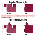 Size chart for Qatar flag body cape with sleeved and hooded options, 150x90cm dimensions - Qatar - Regular Sleeve Style