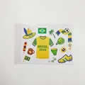 Tatouages temporaires drapeau Brésil avec maillot de foot et icônes de supporter - Thème Brésil (BRASIL)