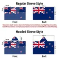 Size chart for 90x150cm New Zealand flag body cape in regular and hooded sleeve styles - New Zealand - Regular Sleeve Style