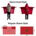 Morocco flag fan cape with hood and green star for the 2026 World Cup soccer event - Morocco - Regular Sleeve Style