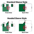 Algeria flag cape 90x150cm size chart showing sleeved and hooded versions dimensions - Algeria - Regular Sleeve Style