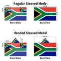 Size chart for South Africa fan body flag cape in 90x150cm hooded and regular styles - South Africa - Regular Sleeve Style