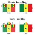 Senegal flag body flag cape for sports fans with sleeves and hood 150x90cm size chart - Senegal - Regular Sleeve Style