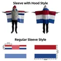Red white and blue 90x150cm body flag cape in hooded and regular sleeve styles - Netherlands - Regular Sleeve Style