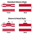 Size chart for 90x150cm 2026 World Cup fan body flag with sleeve and hooded options - Austria - Regular Sleeve Style