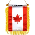 Mini Canada flag hanging banner with maple leaf and yellow tassels for fans - Canada Car Hanging Flag