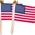 Handheld Amerikaanse vlag met houten stok en gouden speerpunt voor wereldbeker - Handvlag (14x21cm)