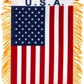 USA fansjaal voor het WK met gouden kwastjes en dikgedrukte U.S.A. tekst op de vlag - Auto Kwastje Hangende Vlag (8x12cm)