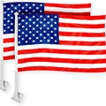 Set van twee USA autovlaggen met witte plastic masten voor sportliefhebbers - Autoruitvlag met Mast (30x45cm)