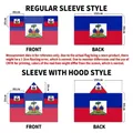Haiti flag body cape 90x150cm size chart with sleeve and hood style options - Haiti - Regular Sleeve Style