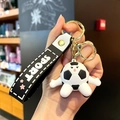Portachiavi calcio cartone animato con cinturino in silicone nero SPORT e gancio dorato - Stile Calcio